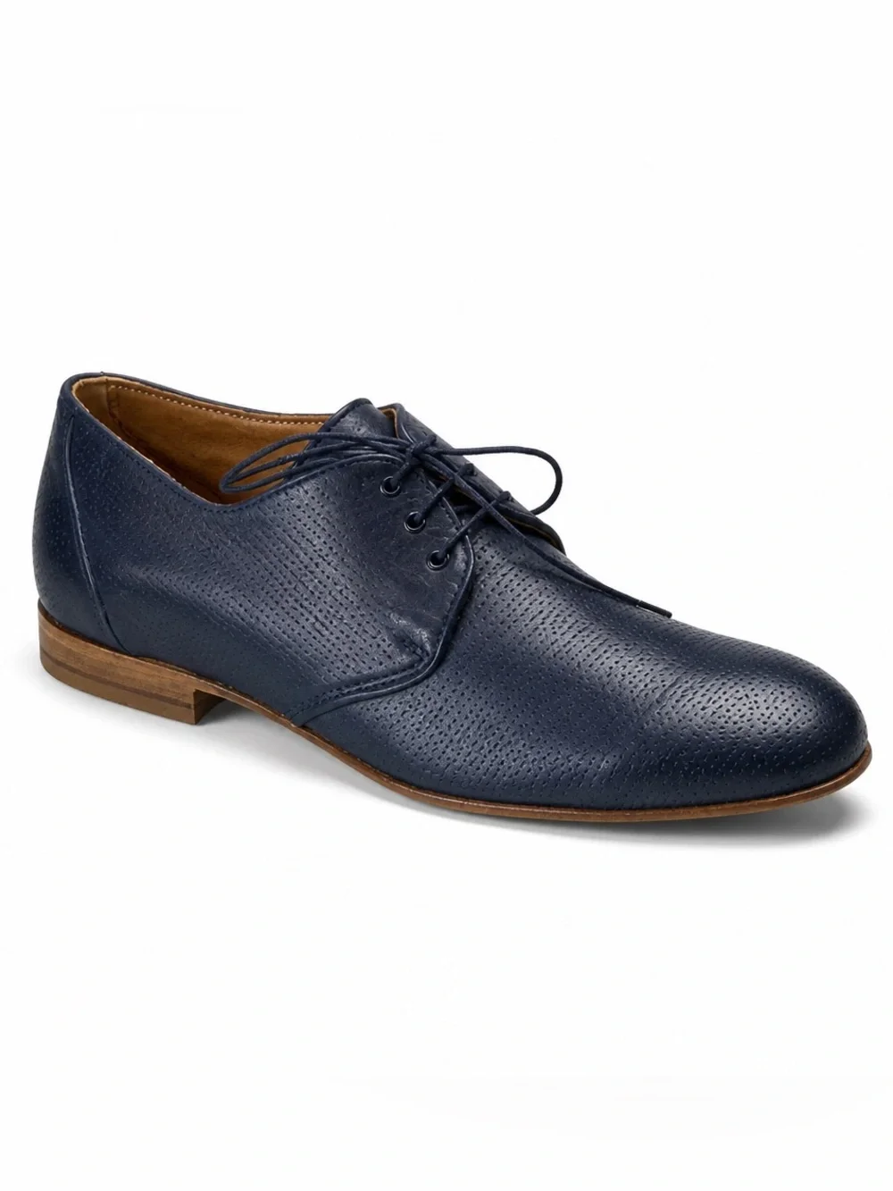Baldinini Men’s Navy Perforated Soft Leather Comfort Derby Shoes